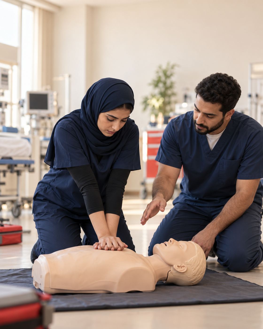 CPR training in a simulation lab